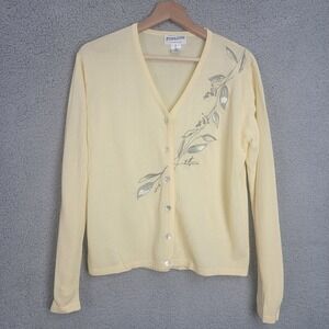 Pendleton Cotton Blend Lightweight Cardigan‎ Sweater Cottage core Size S Yellow